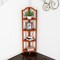 Folding Corner Shelf 4 Tier Wooden Bookcase Pecan Finish Space-Saving Organizer